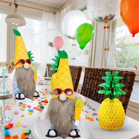 Sommer Ananas Zwerg Puppe Mit Sonnenbrille Ananas Hut Halten Getränk Strand Urlaub Dekorative Plüsch Zwerg Haus Deko