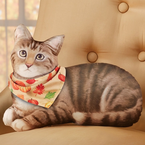 Realistisches Katzen-Dekokissen Mit Austauschbaren Saison-Schals Halloween Weihnachten St. Patrick's Day Wurfkissen Für Zuhause Party Deko