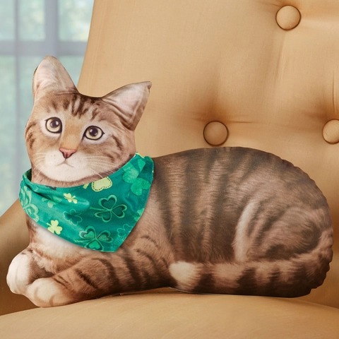 Realistisches Katzen-Dekokissen Mit Austauschbaren Saison-Schals Halloween Weihnachten St. Patrick's Day Wurfkissen Für Zuhause Party Deko