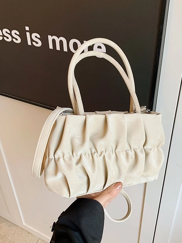 Damen Trendy Gerüscht Wolkentäschchen Weiches PU Leder Achseltasche Schultertasche Mit Verstellbarem Gurt Minimalistische Umhängetasche