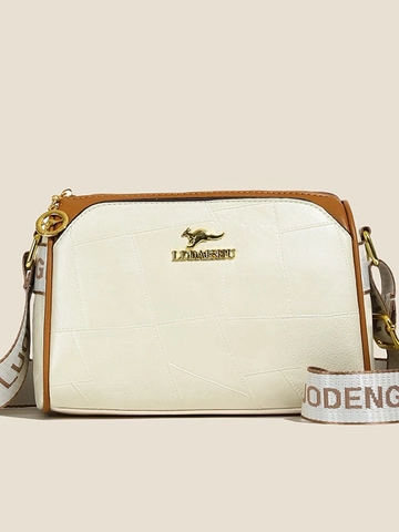 Borsa a Tracolla Boston Trendy da Donna in Pelle PU Patchwork con Trama a Litchi e Tracolla Larga con Stampa