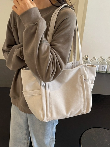 Große Kapazität Segeltuch Tragetasche Für Damen Minimalistische Pendler Schultertasche Mit Mehreren Taschen Vielseitige Lässige Schultasche