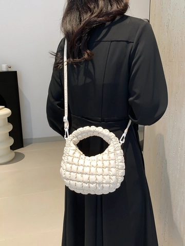 Gesteppte Puffy Schultertasche Für Damen Nylon Blasentextur Umhängetasche Wolke Knödel Handtasche Mit Verstellbarem Riemen