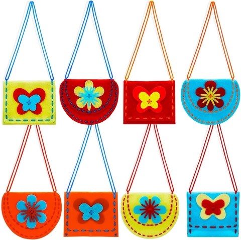 Borsa a Tracolla in Feltro per Cucito Manuale Fai da Te per Ragazze Motivo Farfalla Fiore Giocattolo Educativo per Bambini