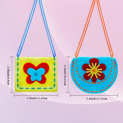 Borsa a Tracolla in Feltro per Cucito Manuale Fai da Te per Ragazze Motivo Farfalla Fiore Giocattolo Educativo per Bambini