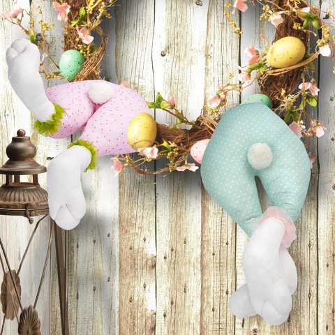 Gambe di Coniglio di Pasqua Imbottite Ornamento in Peluche Con Motivo a Pois Per Decorazione Della Casa Della Festa