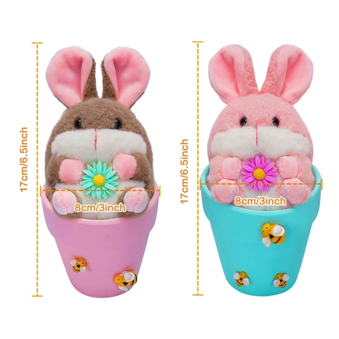 Ostern Hase Plüschpuppe Topf Ornament Mit Blumen Und Bienen Dekoration Süße Hasenfigur Für Zuhause Schreibtisch Festdekor