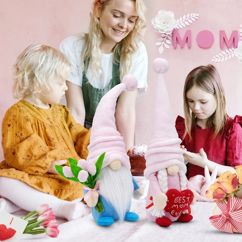 Muñeco de Peluche Gnomo del Día de la Madre Tulipán Corazón Sin Rostro Best Mom Ever Primavera Rudolf Adornos Decoración
