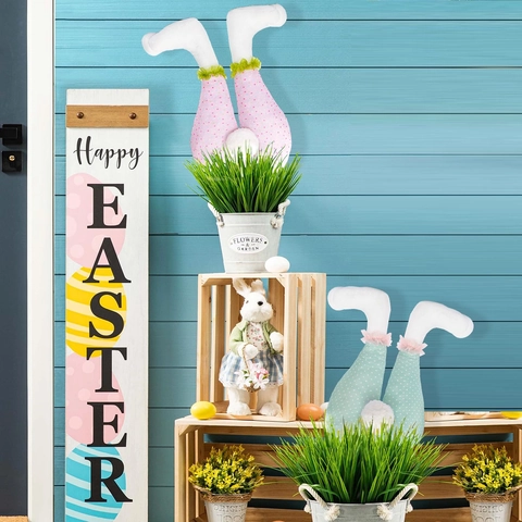 Gambe di Coniglio di Pasqua Imbottite Ornamento in Peluche Con Motivo a Pois Per Decorazione Della Casa Della Festa