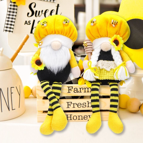 Hommel Kabouter Knuffel Met Zonnebloem Gestreept Been Dwerg Tomte Noors Voorjaar Boerderij Gelaagd Dienblad Desktop Huis Decoratie