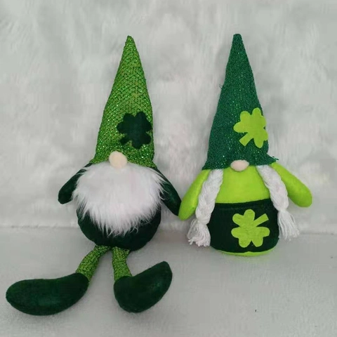 St Patrick's Day Gnome Plush Decoration Lucky Shamrock Green Irish Gonk For Home Party Table Ornament Festival Gift