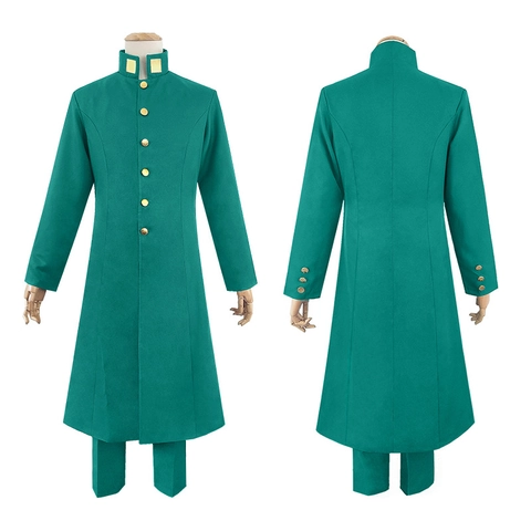 Abrigo Largo Con Cuello Alto Y Pantalones Verde Oscuro Uniforme Mezcla Algodón Poliéster Para Cosplay Actuación Anime