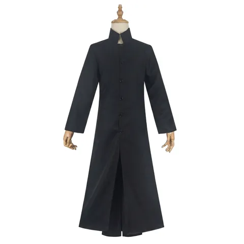 Disfraz de Cosplay Inspirado en Matrix Neo Gabardina Negra Larga Cuello Alto Unisex Ropa de Performance de Halloween