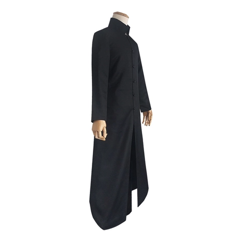 Disfraz de Cosplay Inspirado en Matrix Neo Gabardina Negra Larga Cuello Alto Unisex Ropa de Performance de Halloween