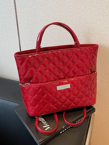 Bolso Tote Acolchado para Mujer Gran Capacidad Cuero PU Brillante Bolso de Hombro Bandoulière Moda para Trabajo Diario