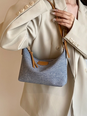 Borsa Sottobraccio in Denim di Grande Capacità per Donna Design di Nicchia Tracolla a Spalla Casual Dumpling Bag