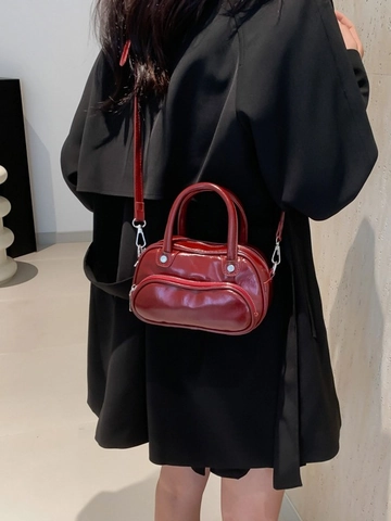 Women PU Leather Crossbody Bag Small Square Handbag With Adjustable Strap Solid Color Front Zipper Pocket Versatile Bag