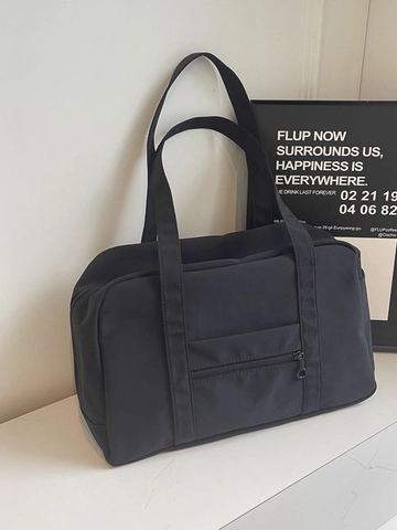 Large Capacity Canvas Travel Bag For Women Minimalist Sport Gym Tote Bag With Front Zipper Pocket Portable Luggage Bag
