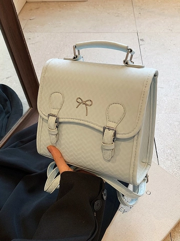 Damen Mini Mode Rucksack Kleine Strukturierte PU Leder Handtasche Umhängetasche Mit Schleife Dekoration Schule Schultasche Für Den Täglichen Dating Reise