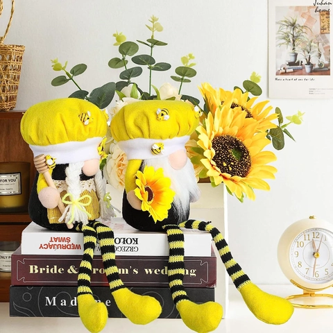 Honey Bee Day Decorations Sunflower Gnomes Plush Faceless Doll Ornaments With Long Legs For Home Party Decor Gift