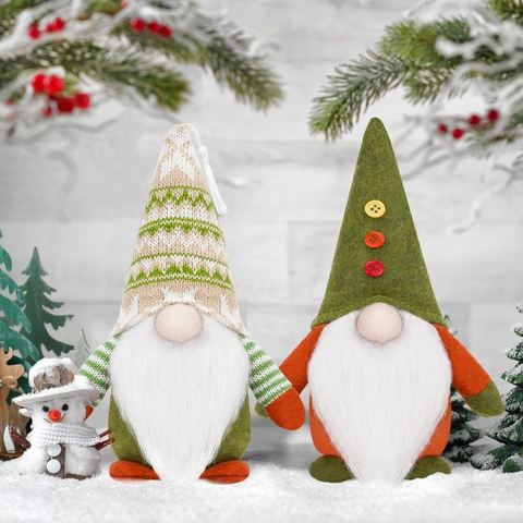Decorazione Peluche Gnomo di Natale Fatta a Mano Bambola Nisse Svedese Senza Volto Con Cappello a Maglia Barba Lunga per Casa Tavolo