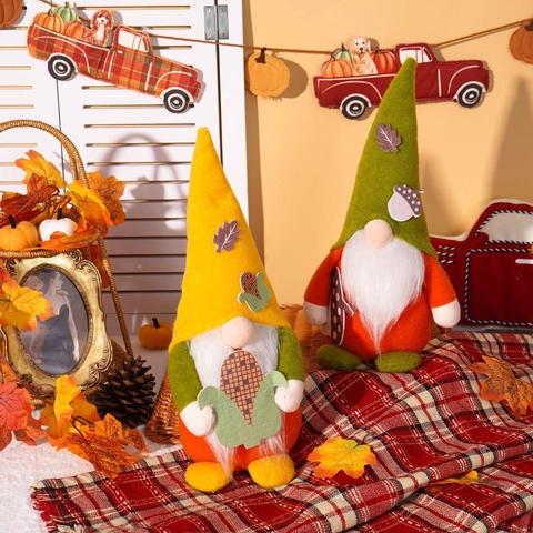 Autumn Thanksgiving Faceless Gnome Plush Doll Harvest Festival Table Decoration Sunflower Corn Maple Leaf Nordic Home Ornament