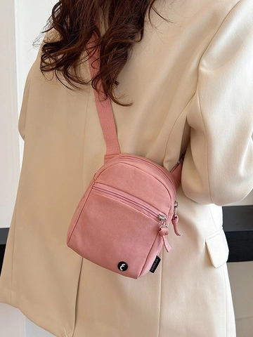 Women Mini Crossbody Bag Water Washed Fabric Small Square Shoulder Bag Adjustable Strap Casual Urban Daily Handbag