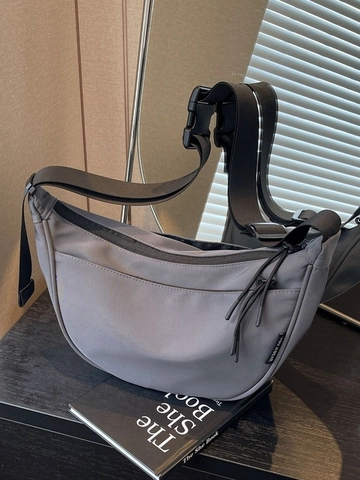 Women's Casual Canvas Nylon Crescent Crossbody Bag Large Capacity Half Moon Dumpling Shoulder Bag For Daily School Travel