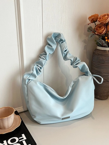 Borsa a Spalla in PU a Grande Capacità Plissettata Hobo alla Moda a Forma di Dumpling a Tracolla per Donna Pendolare