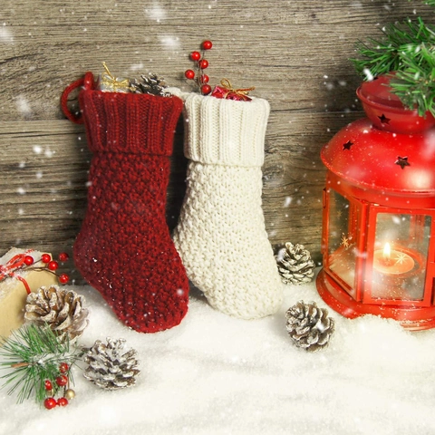 Rustic Cable Knit Christmas Stockings For Xmas Tree Fireplace Hanging Decoration Home Holiday Gift Bag
