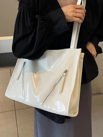 Bolso Tote de Mujer de Cuero de Patente Brillante Gran Capacidad Mochila Multifuncional Bolso de Hombro Bolso de Viaje Cremalleras