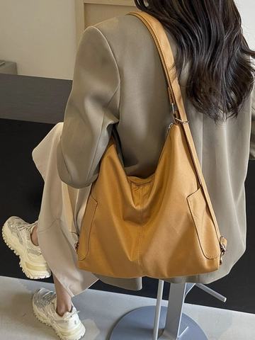 Dames Casual Geplooide Tote Tas Grote Capaciteit Stof Nylon Schoudertas Mode Woon-werkverkeer Omvormbare Rugzak Handtas Dagelijks Reistas