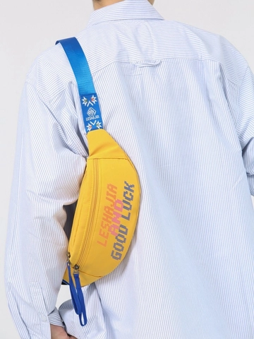 Unisex Retro Sporty Nylon Chest Bag Letter Print Contrast Color Waist Bag For Men Women Streetwear Crossbody Bag