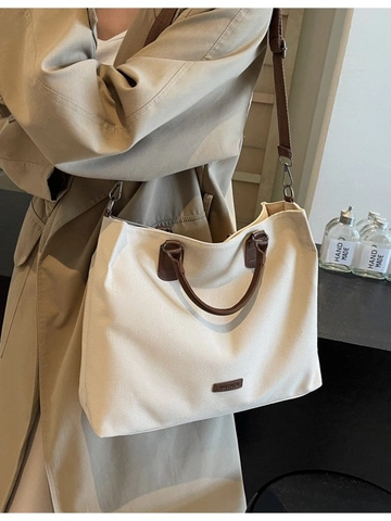 Borsa Tote da Donna in Nylon ad Alta Capacità Borsa a Spalla e Tracolla Con Manico in Pelle PU per Scuola Lavoro