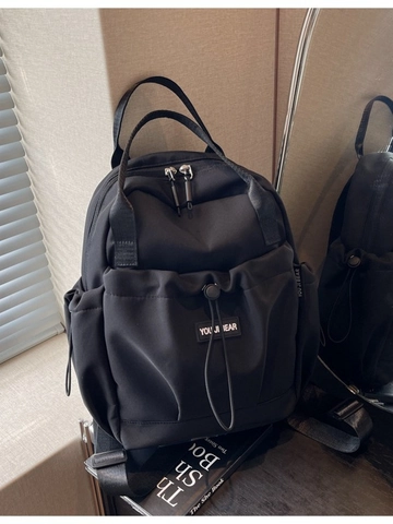 Mochila de Moda para Mujer Nylon Ligera Pequeña Mochila Escolar de Viaje Con Bolsillo Delantero de Cordón Gran Capacidad Impermeable
