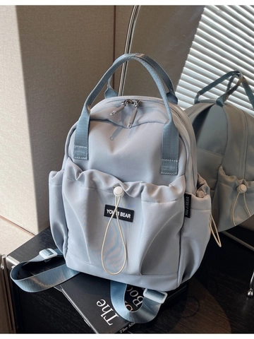 Damen Mode Nylon Rucksack Leicht Kleiner Reise Schulrucksack Mit Vorderer Kordelzug Tasche Große Kapazität Wasserdicht Daypack