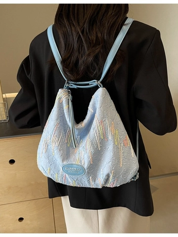 Borsa a Zaino Multifunzionale Donna Grande Capacità Tracolla Hobo Bag Con Ricamo a Onde Colorate Nicchia Pendolare Versatile Borsa da Viaggio in Nylon