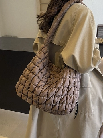 Borsa a Tracolla Trapuntata da Donna Grande Capacità Puffer Plissettata Cloud Hobo Bag Casual Polyester Tote Bag per Tutti i Giorni
