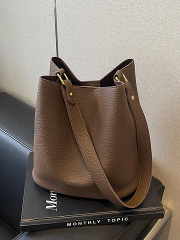 Sac Seau en Cuir PU de Grande Capacité pour Femmes Bandoulière Minimaliste Texture Litchi pour le Travail Quotidien