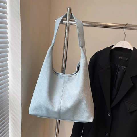 Damen Minimalistische Litschimuster PU Leder Tote Bag Große Kapazität Weiche Hobo Schultertasche Pendler Alltag Handtasche