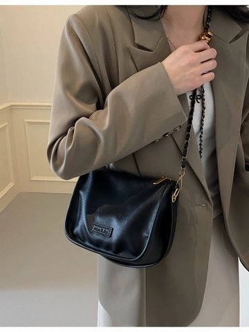 Sac Sous le Bras Vintage pour Femmes en Cuir PU Sac Bandoulière Avec Chaîne en Métal à Boule Dorée Sac à Main Décontracté Grande Capacité