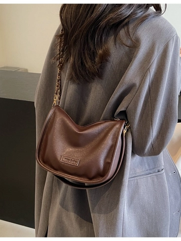 Sac Sous le Bras Vintage pour Femmes en Cuir PU Sac Bandoulière Avec Chaîne en Métal à Boule Dorée Sac à Main Décontracté Grande Capacité