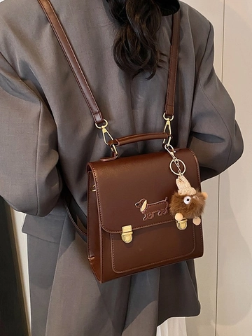 Vintage PU-lederen Rugzak Voor Dames Mode Teckel Borduurwerk Multiway Handtas Reizen Student Schooltas