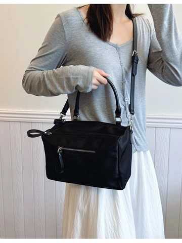 Women Nylon Crossbody Bag Large Capacity Multi Zipper Fashion Handbag Daily Casual Shoulder Bag Solid Color Square Bag