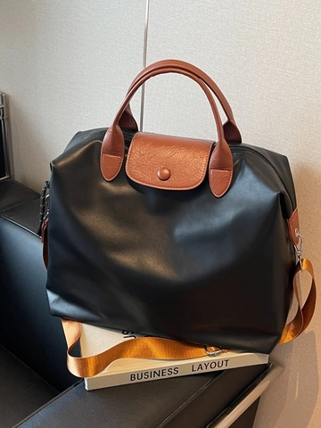 Large Capacity Travel Bag PU Leather Tote Handbag Women Lightweight Luggage Duffel Sport Fitness Solid Color Fashion Simple Weekend Bag