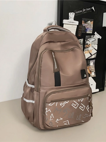 Zaino Scolastico in Nylon di Grande Capacità per Studenti Borsa per Laptop da Viaggio Casual per Uomo Donna Con Tasche Multiple Striscia Riflettente