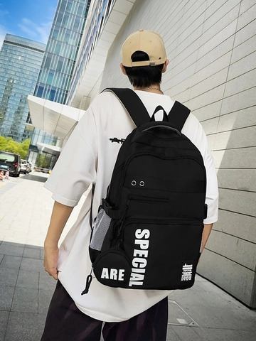 Fashion Large Capacity Nylon Waterproof Backpack With Letter Print For Students School Travel Teens Bag With Small Pouch