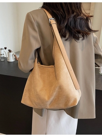 Borsa Tote in Camoscio di Grande Capacità Vintage Hobo Borsa a Spalla per Donna Pendolare Versatile Borsa a Secchiello Con Pochette