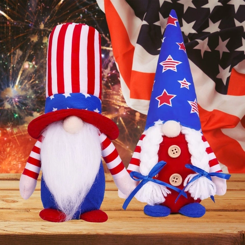 Gnomos Día Independencia Peluche Patriótico Barras Y Estrellas Muñeca Sin Rostro Bandera Americana Decoración Mesa Adorno Cuatro Julio