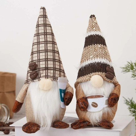 Gnomo del Caffè Bambola senza Volto Decorazione con Chicchi di Caffè Peluche Gnomo Nordico per Casa Cucina Bar Tavola